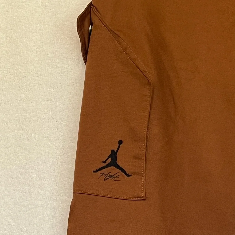 Jordan Men Cargo Pants Active Size S Rust Brown Cotton Blend Casual Logo Jumpman